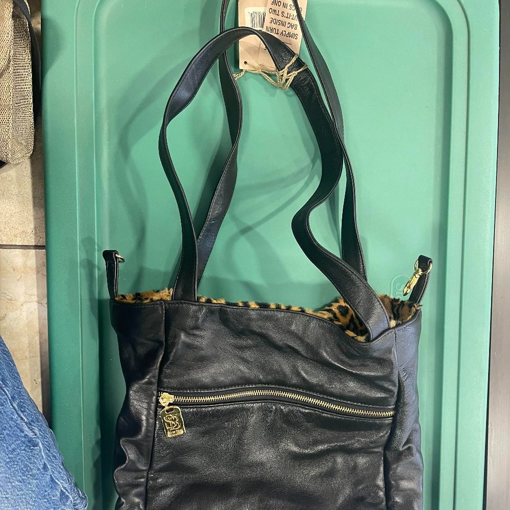 Silver Blue Black purse Reversible cheetah print